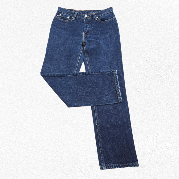 90s Vintage Polo Ralph Lauren Saturday Y2K Dark Wash Straight Jeans Size 4 - Picture 1 of 13